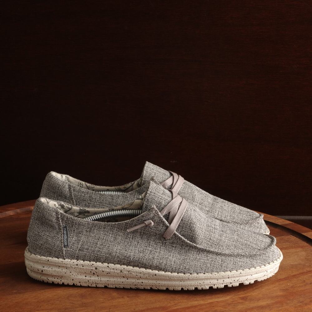 Hey‎ Dude Loafers Womens SZ 8 Gray Wendy Linen Casual Lightweight Coastal Shoes